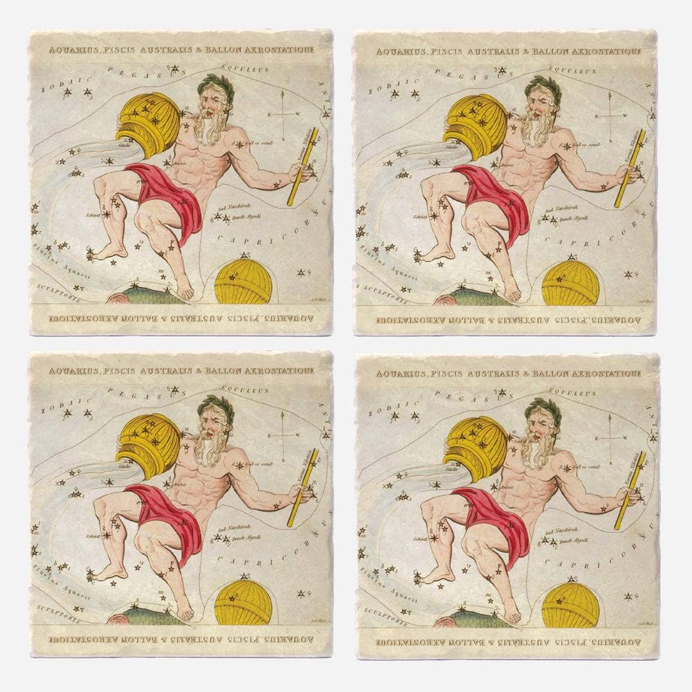 Vintage Style Aquarius Coasters - Set of 4
