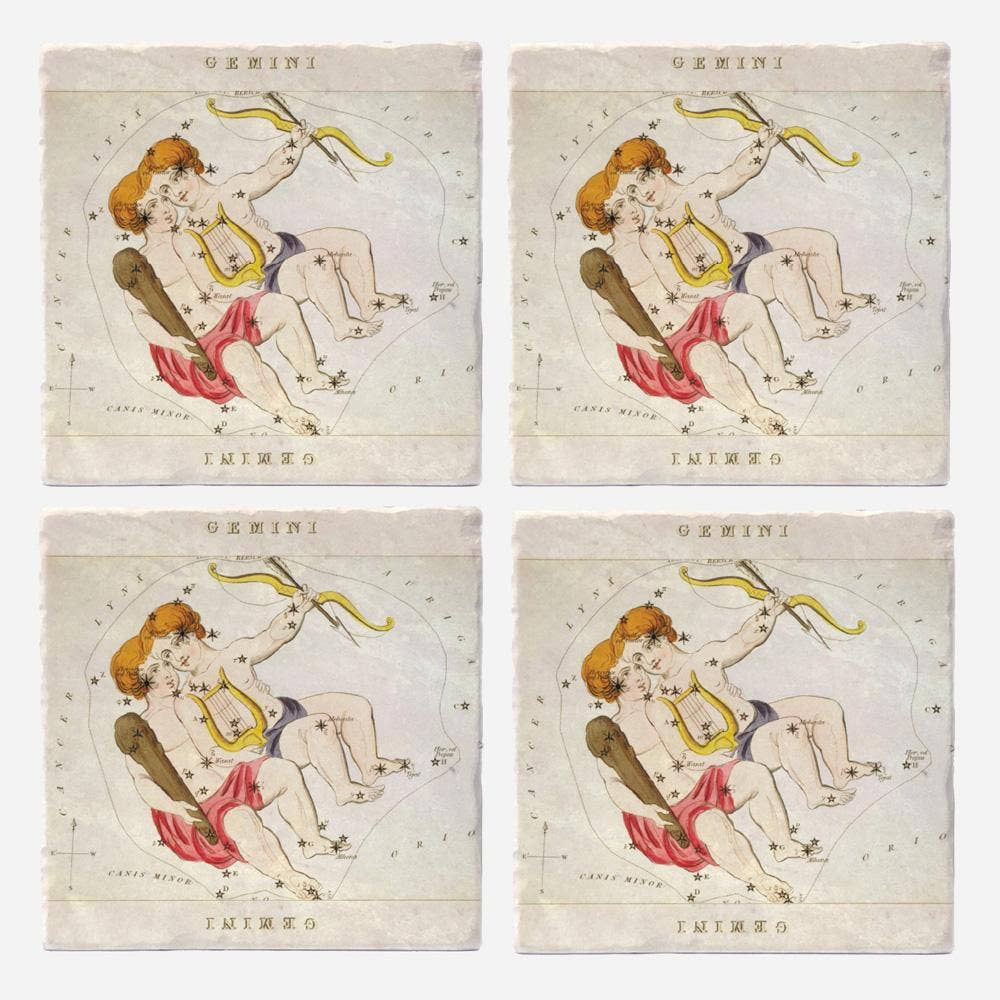 Vintage Style Gemini Coasters - Set of 4