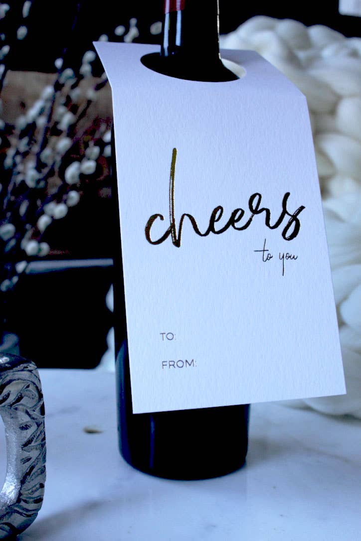Wrinkle & Crease Paper Products - Wine Bottle Tags - Cheers to You