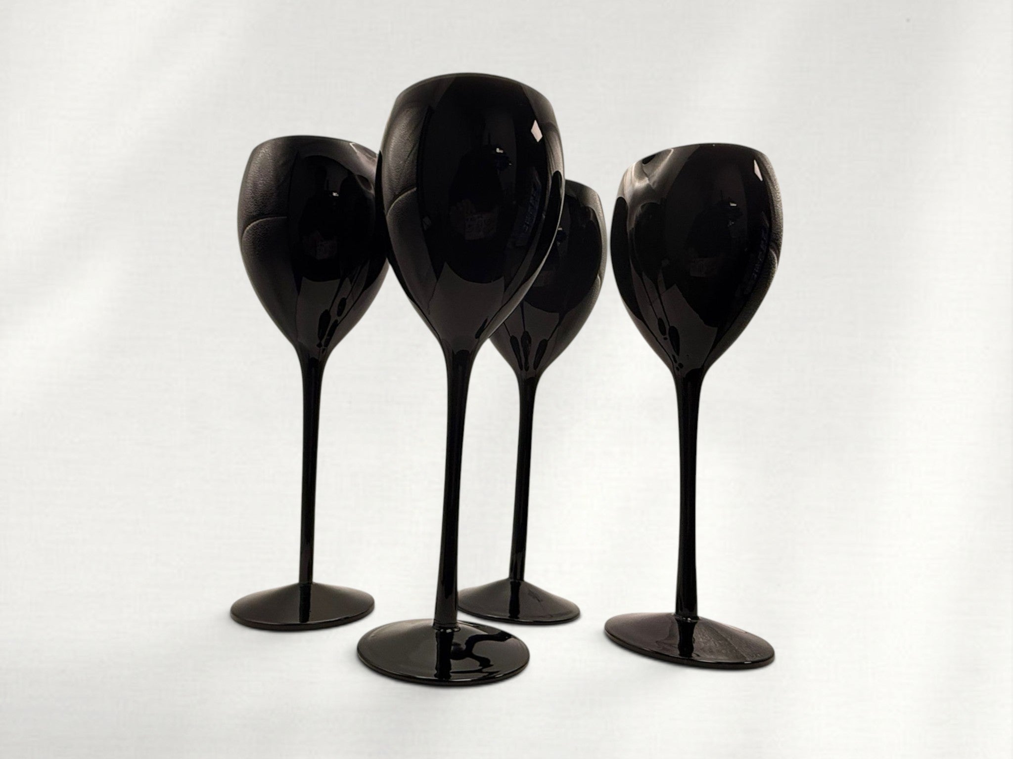 Vintage Black Opaque Glass Goblets