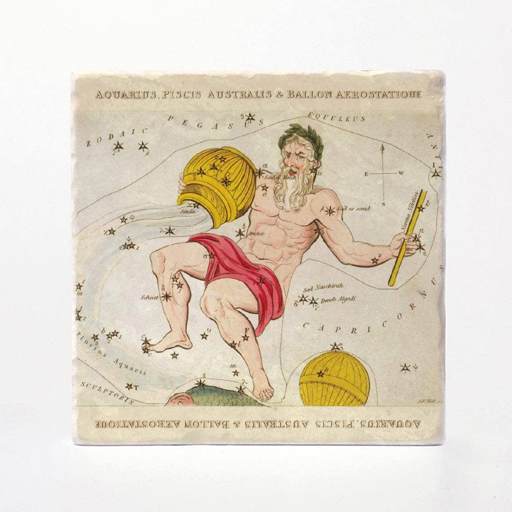 Vintage Style Aquarius Coasters - Set of 4