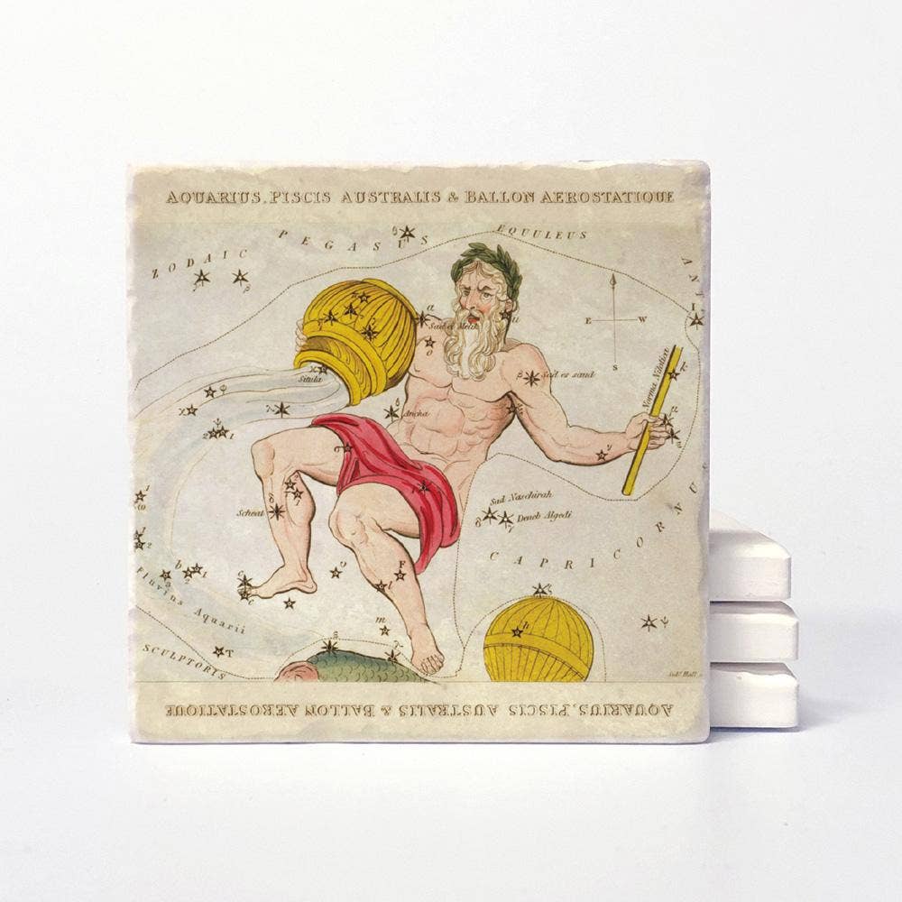 Vintage Style Aquarius Coasters - Set of 4