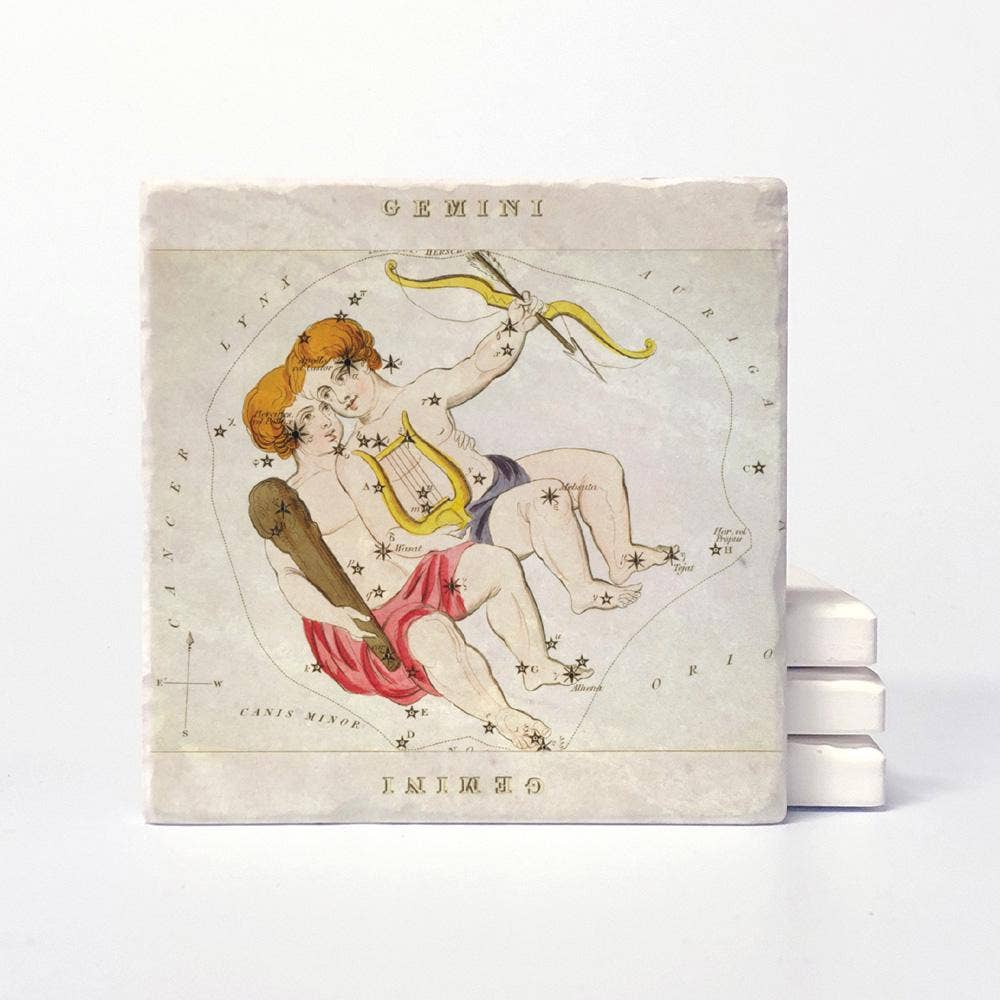 Vintage Style Gemini Coasters - Set of 4