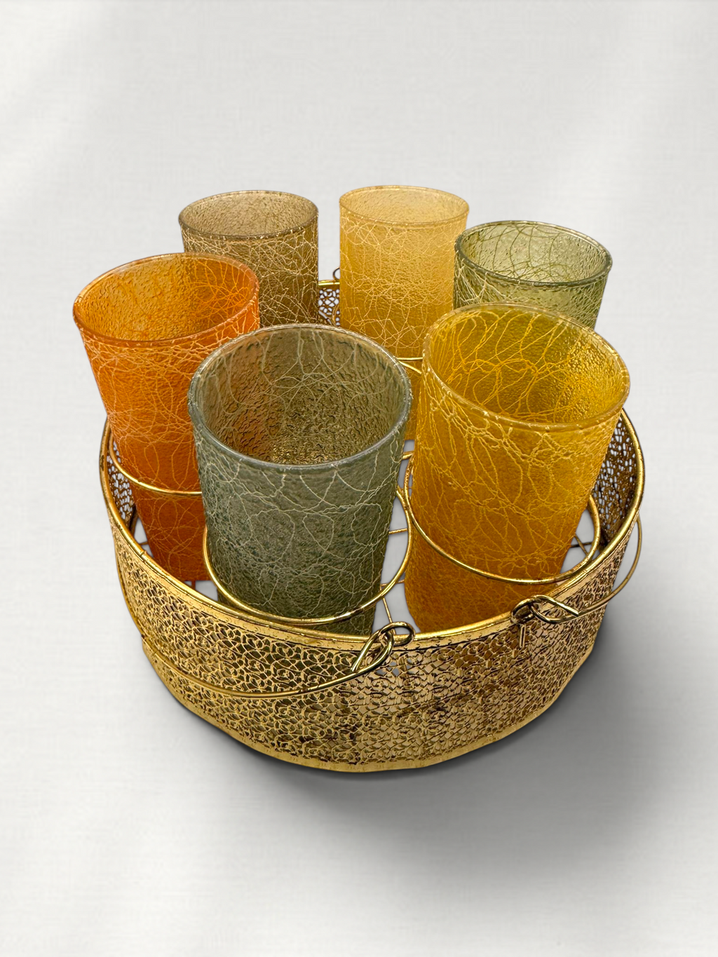 MCM Colourful Spaghetti String Tumbler Glasses with Tray