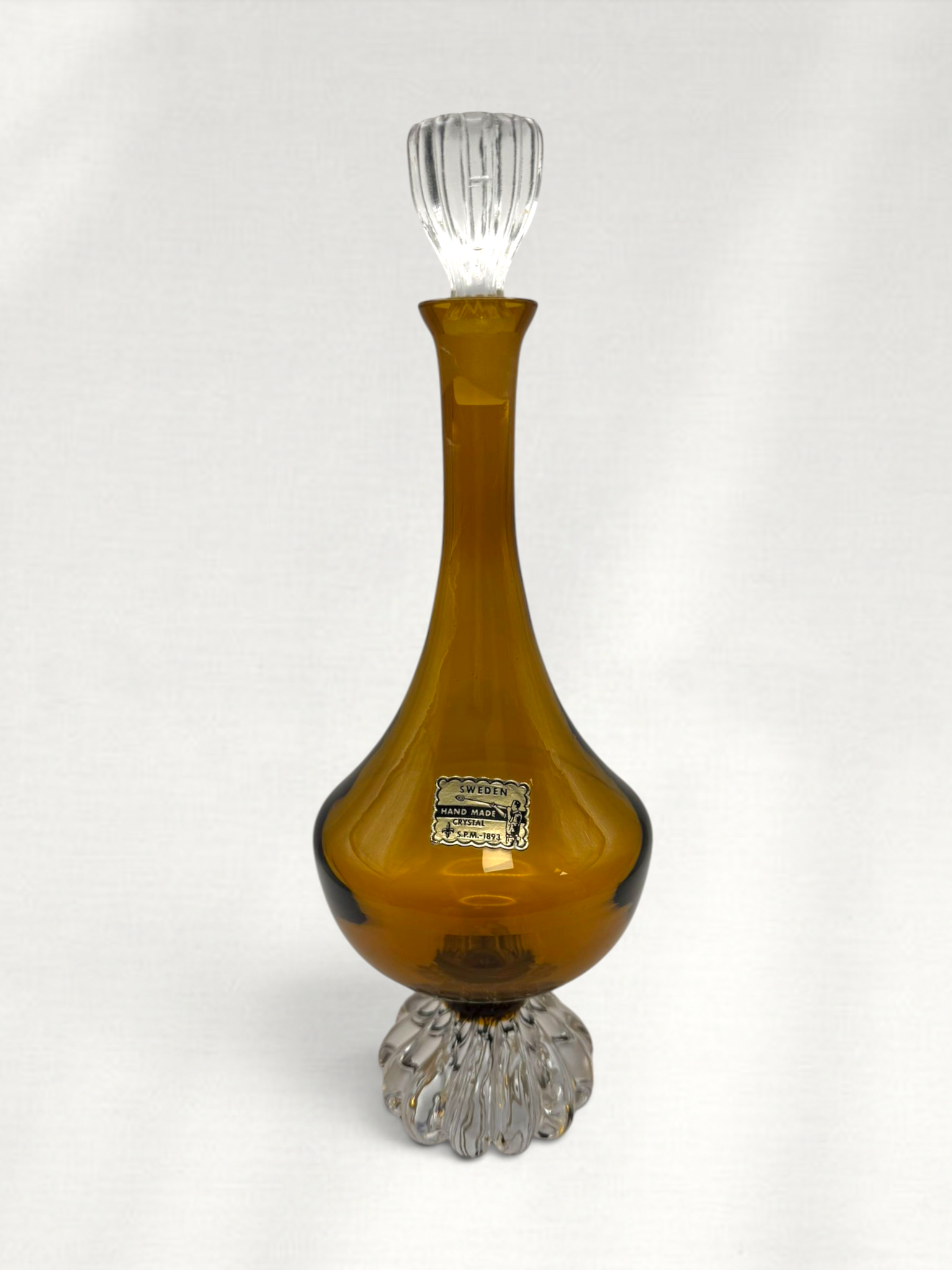 Vintage Amber Swedish Crystal Decanter