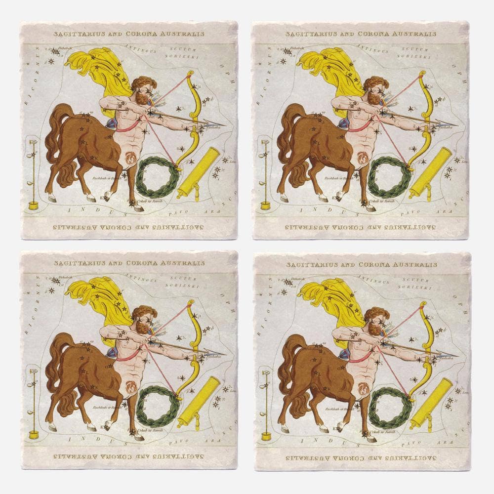 Vintage Style Sagittarius Coasters - Set of 4