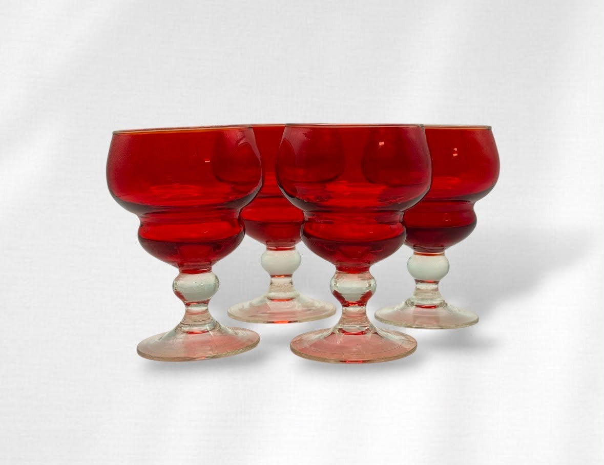 Vintage Ruby Red Coupe Glasses