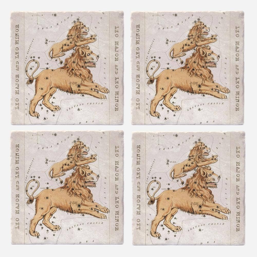 Vintage Style Leo Coaster - Set of 4
