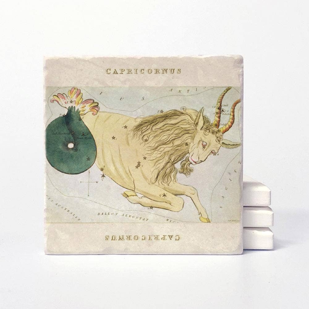 Vintage Style Capricorn Coasters - Set of 4