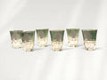 Vintage Mid Centry Green and Gold Shot Glasses with Clover