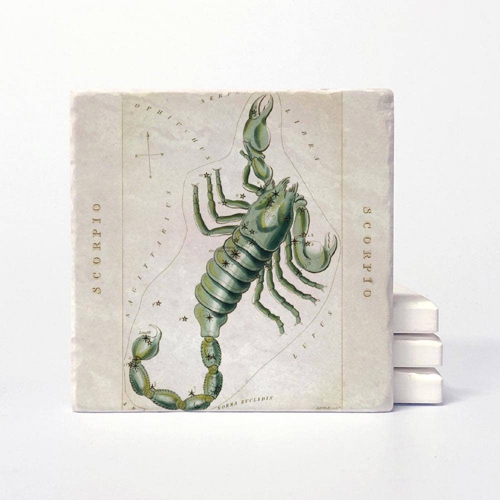 Vintage Style Scorpio Coasters - Set of 4