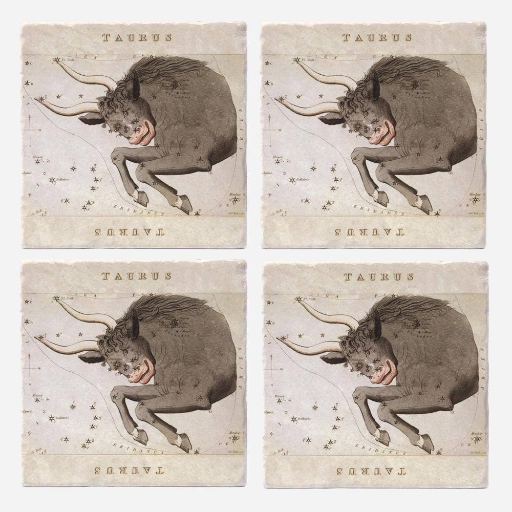 Vintage Style Taurus Coasters - Set of 4