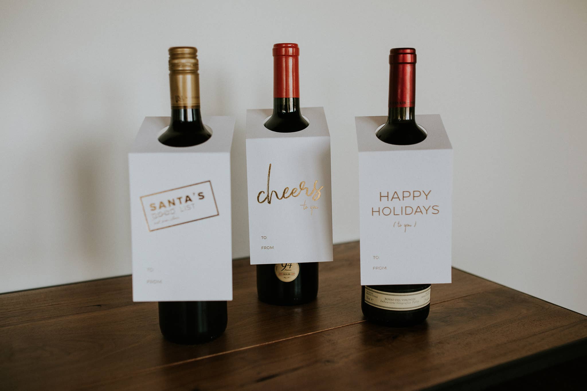 Wrinkle & Crease Paper Products - Wine Bottle Tag - Mixed Pack Gold