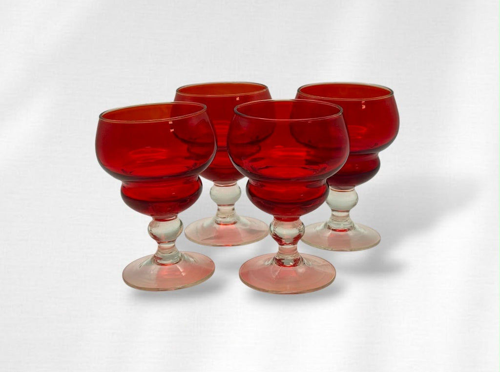 Vintage Ruby Red Coupe Glasses