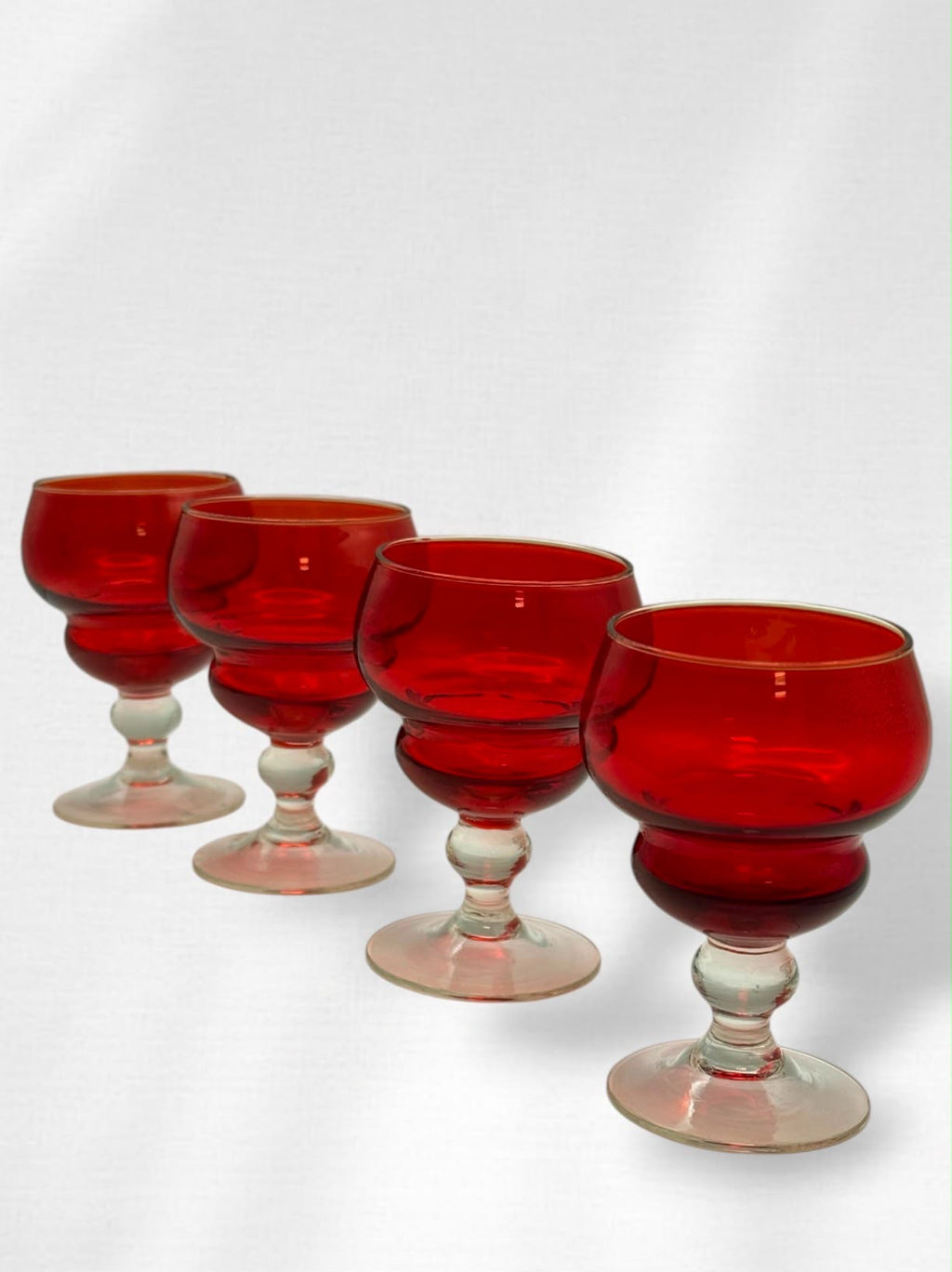 Vintage Ruby Red Coupe Glasses