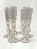 Vintage Clear Glass Champagne Flutes with Cherry Stem