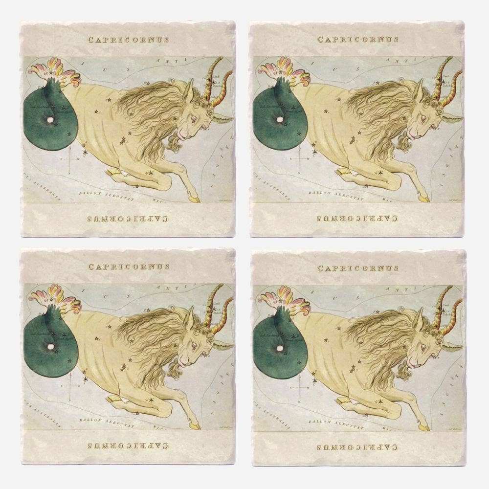 Vintage Style Capricorn Coasters - Set of 4