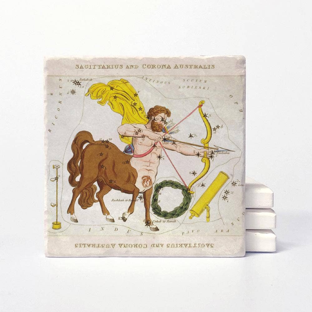 Vintage Style Sagittarius Coasters - Set of 4