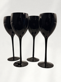 Vintage Black Opaque Glass Goblets