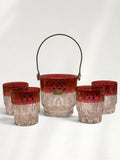 Vintage Mid-Century Kristall Lubiana Italian Ruby Flash Barware Set