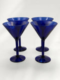 Vintage Cobalt Blue Martini Glasses - Set of 4
