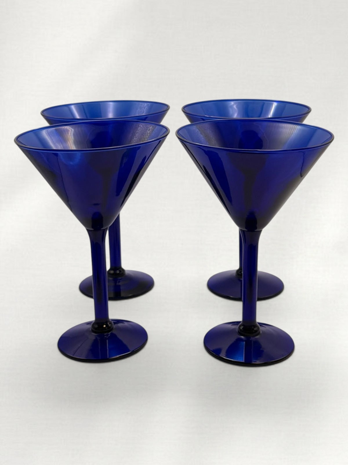 Vintage Cobalt Blue Martini Glasses - Set of 4