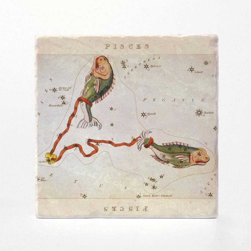 Vintage Style Pisces Coasters - Set of 4