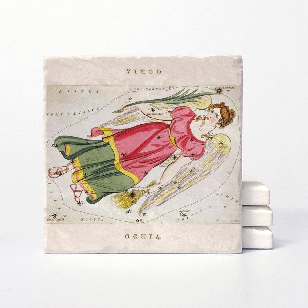 Vintage Style Virgo Coasters - Set of 4