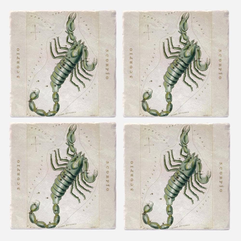 Vintage Style Scorpio Coasters - Set of 4