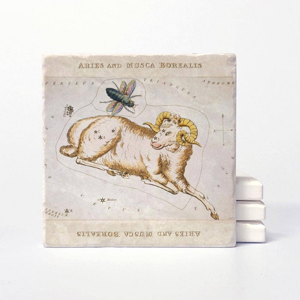 Vintage Style Aries Coasters - Set of 4