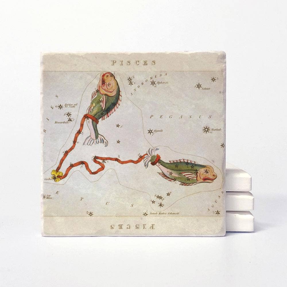 Vintage Style Pisces Coasters - Set of 4