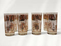 Vintage Mid-Century Red and Gold Geometric Highball Glasses