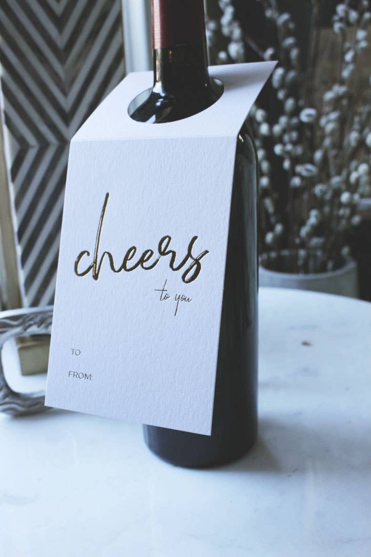Wrinkle & Crease Paper Products - Wine Bottle Tags - Cheers to You