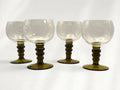 Vintage Roemer-Style Etched Wine Glasses with Olive Stem