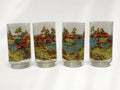 Vintage Set of Four Libbey "Covered Bridge" Country Scene Tumblers