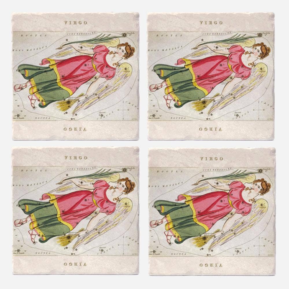 Vintage Style Virgo Coasters - Set of 4