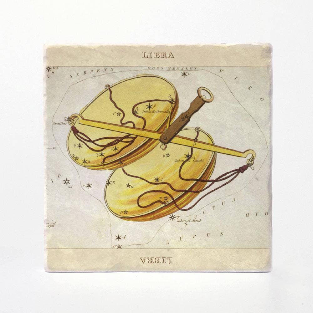 Vintage Style Libra Coasters - Set of 4