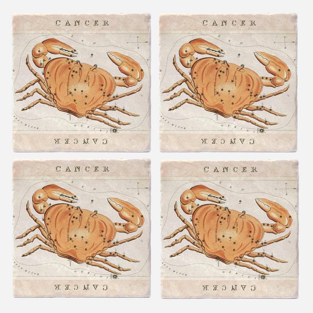Vintage Style Cancer Coasters - Set of 4